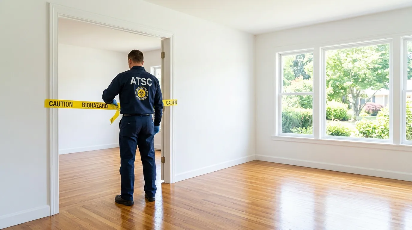 Certified biohazard cleanup crew performing Trauma Scene Cleanup in Caledonia
